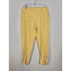 Albion Fit Jogger Pants Womens Small Yellow Jetsetters Nylon Stretch Athletic